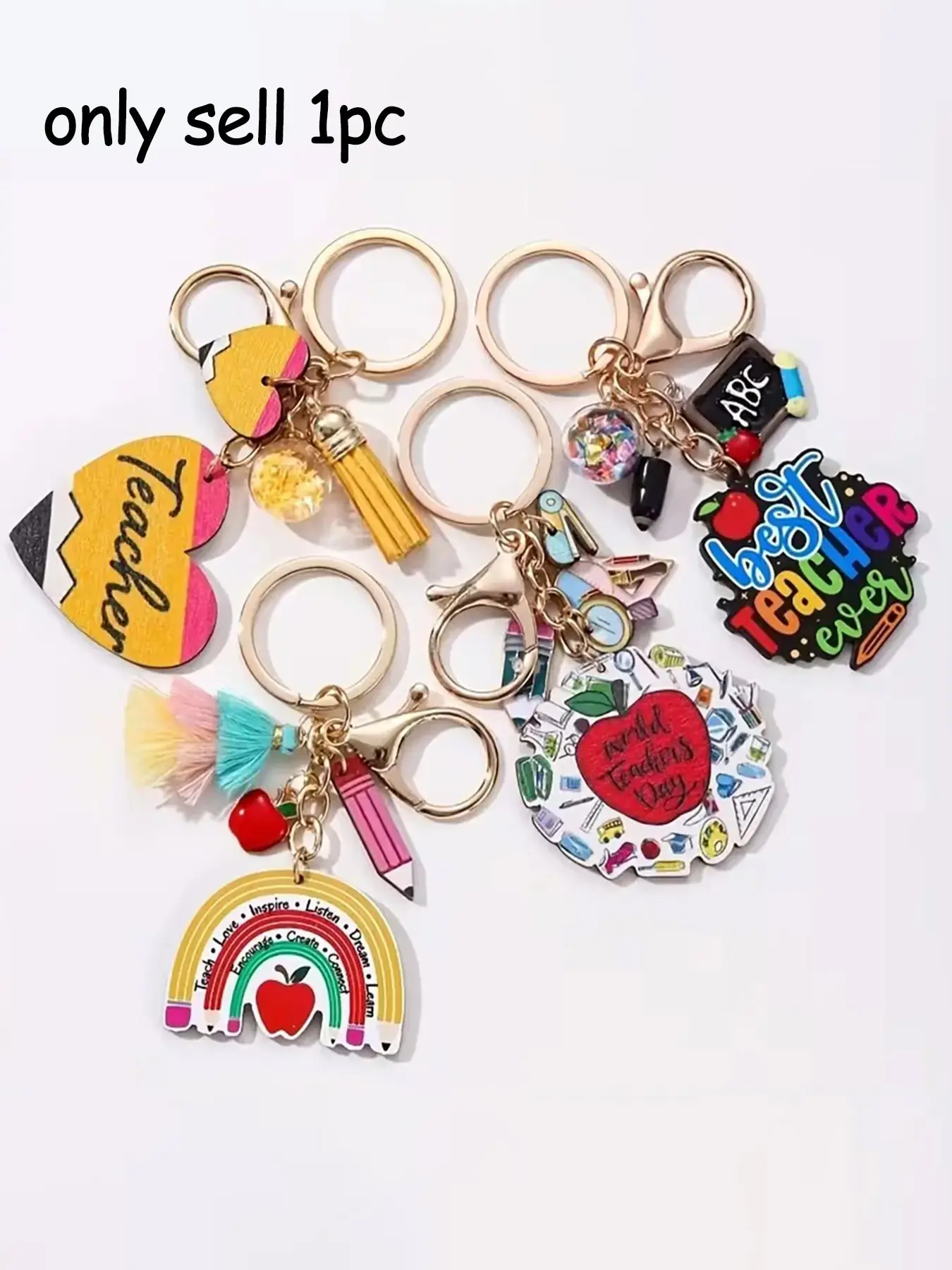 Acrylic Trendy Cute Keychain for Teacher Appreciation Day, Graduation Season Gift, Fashionable Classic College Style, Car Bag Pendant, Bag Charms, Teacher Keychains