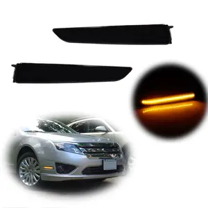 2pcs For Ford Fusion 2010 2011 2012 Smoked Amber LED Front Bumper Side Marker Signal lamps Lights, Replace OEM  #FO2551145, FO2550145