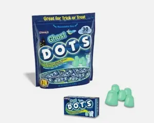 Tootsie Ghost DOTS Halloween Candy 30 Mini Boxes Mystery Flavors 23.6oz Trick or Treat Resealable Bag Sweet Bonbon Gluten Free Peanut Free Kosher Gummy Snack
