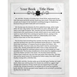 Custom Book Page Flannel Blanket Personalized Reading Cozy Throw