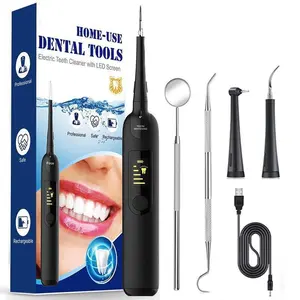 Professional Ultrasonic Dental Polisher Set with LED Light, Portable Rechargeable Electric Tooth Cleaner for Home & Travel Use