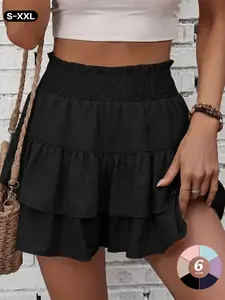 Summer tiered ruffle mini skirt with lining — flowy beach skirt — lightweight, breathable skort for vacation — boho chic festival outfit — sizes S–XXL tiktokshopspringglowup