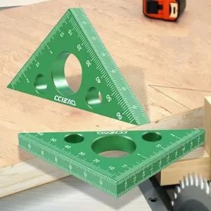 45 degree British and metric isosceles right triangle ruler, woodworking square ruler, precision woodworking tools, aluminum alloy triangle ruler, DIY woodworking triangle ruler height measuring tool, Hardware
