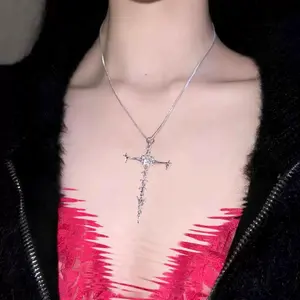 Bogadion Unique Skeleton Cross Necklace Edgy Gothic Jewelry for Women Men Sweet Cool Punk Style Choker Pendant Chain Gift Idea