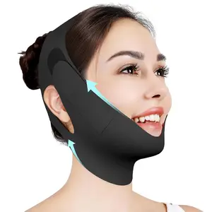 Chin Strap for Sleeping,Adjustable Chin Strap,Jaw Strap,Jawline Shaper,V Line Lifting Mask,Black,M