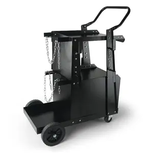 Summervibes VEVOR Welding Cart, 2-Tier Heavy Duty Welder Cart with Anti-Theft Lockable Cabinet, 265LBS Weight Capacity, 360 Swivel Wheels, Tank Storage Safety Chains, Welding Cabinet for TIG, ARC, Plasma Cutter