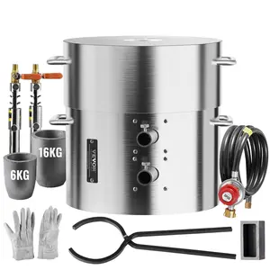 【Summervibes】VEVOR Propane Melting Furnace Kit,  , 16KG/35lbs Gas Metal Melting Furnace Kit, Dual Burner Foundry Home Kiln with Crucibles and Tongs, Smelting Casting Tool for Gold Silver Copper Aluminum Metal Recycle
