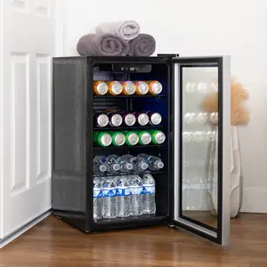 Antarctic Star 3.2 cu ft Beverage Refrigerator and Cooler, Mini Fridge with Reinforced Glass Door & LED Lighting Portable Freezer for Dorms & Kitchens