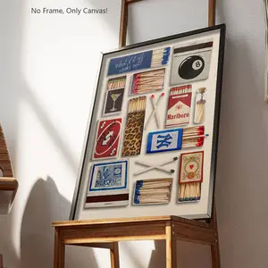 Retro Style Canvas Print Wall Art, 8-Ball Billiard Pattern Decorative Painting, Perfect for Living Room & Bedroom, Ideal Gift Idea