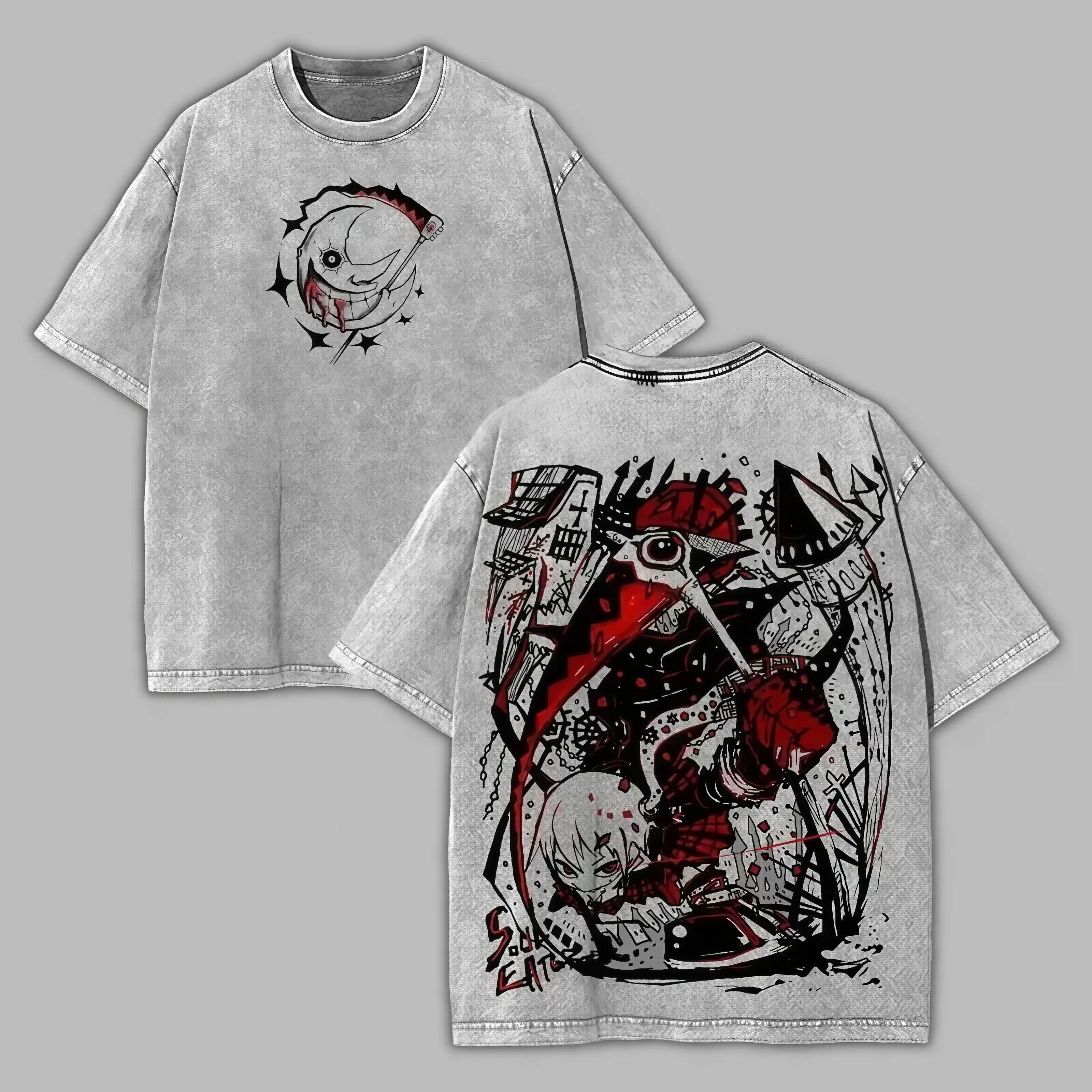 Soul Eater Maka Classic Anime Graphic T-Shirt Acid Wash Oversized Heavyweight Cotton Tee Dark Fantasy Streetwear Y2K Retro Casual Top For Men And Women Seamless Soft