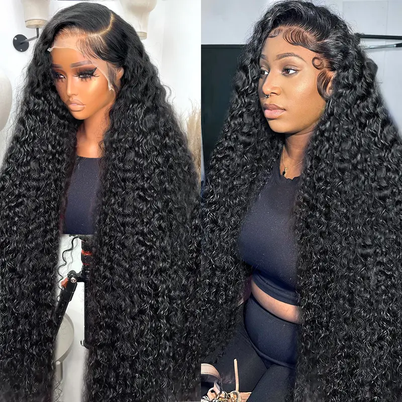 Female Jerry Curly Coily Textured HD Transparent 13x4 Lace Front Human Hair Wig - 180 Density, 12-36 Inch, Pre-Plucked with Baby Hair Around, Ideal for Weddings, Perfect for Shopping