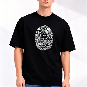 HE KNOWS MY Name, fingerprint, woman's t-shirt, God, Jesus, bible, diva, Isaiah 43:1 Shirt Round Neck