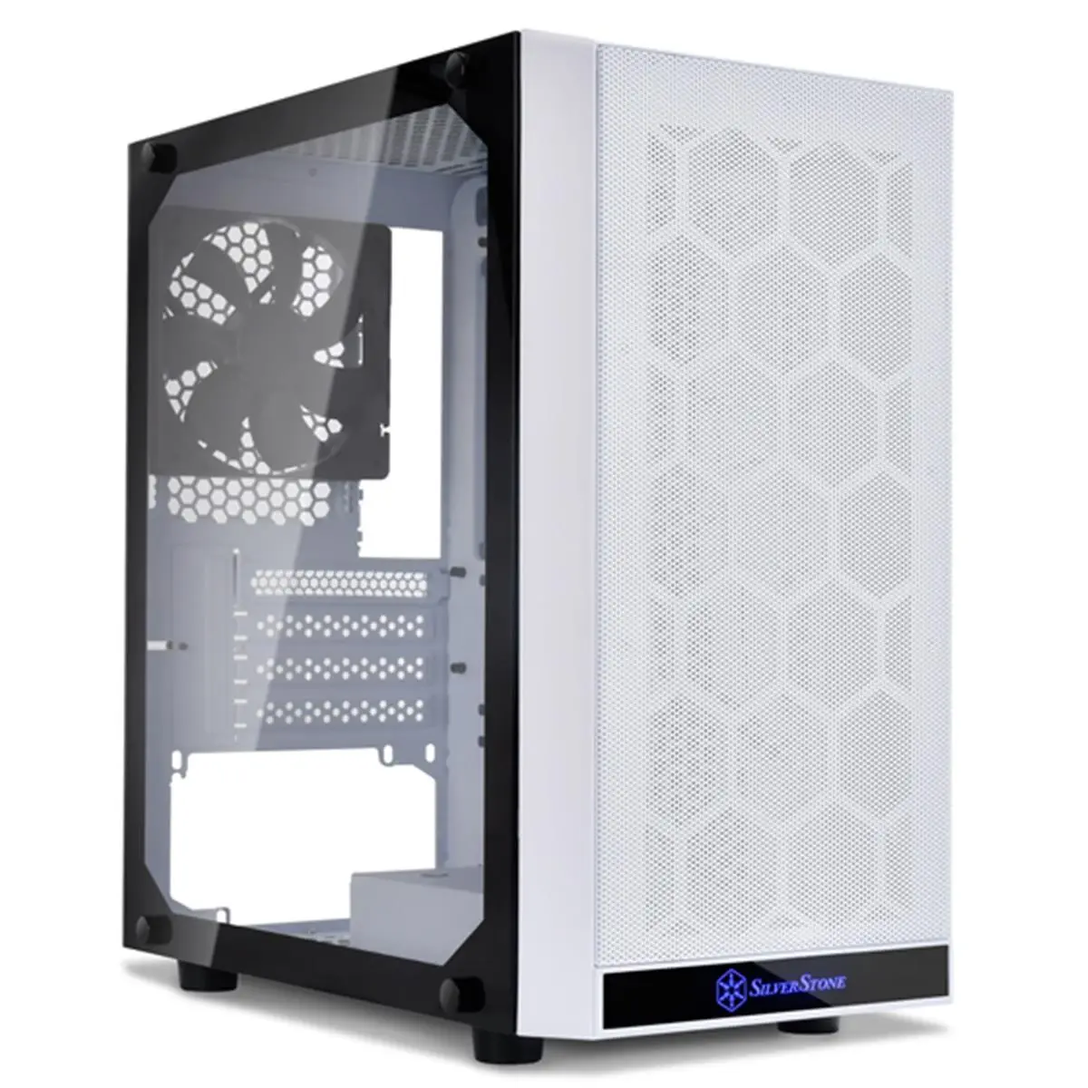 SilverStone Technologies 212 MAIN Tower Computer Case - White, Micro-ATx & Mini-DTx Compatible, Mesh Front Panel for Enhanced Cooling, Steel Body, Tempered Glass Side Panel