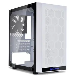 212 MAIN Tower Computer Case - SilverStone Technologies Designed, Micro-ATx & Mini-DTx Compatible, Mesh Front Panel for Enhanced Cooling, Steel Body, Tempered Glass Side Panel, White