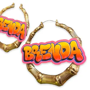 90s Aesthetic Personalized Bamboo Doorknocker Earrings