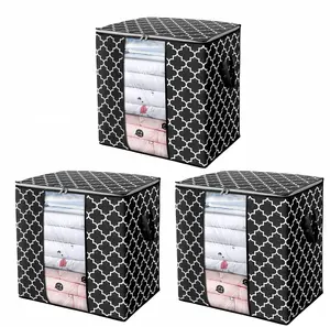 3 Pack 100L Extra Large Storage Bags for Comforters & Bedding – Heavy Duty Foldable Closet Organizers with Clear Window & Sturdy Zippers