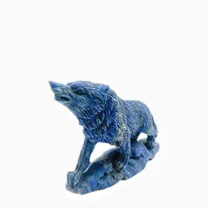 Lapiz Lazuli Wolf Carving