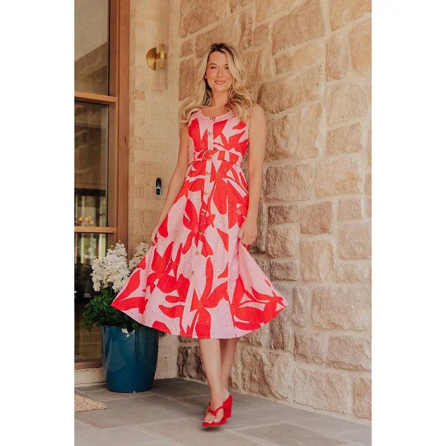 Casa Flora Eyelet Midi Dress