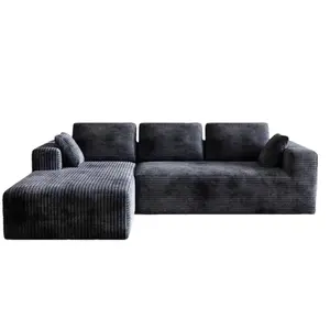 Cloud U-Shape No-Assembly Velvet Tufted L-Shaped Sofa with Chaise - Modern Apartment Living Room & Bedroom Sofa Set, Comfortable Sectional Couch outdoorfun
