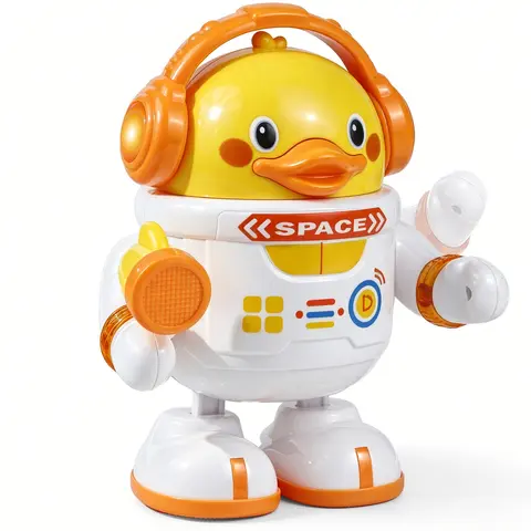 Dancing Duck Toy with LED Lights and Music, Electric Space Duck with Walking Motion and Swinging Arms, Astronaut Musical Toy for Kids, Birthday Gift