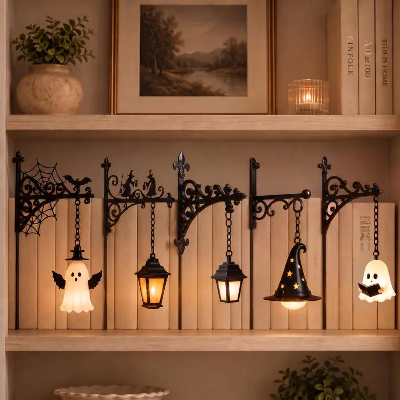 LED Ghost Bookshelf Lamp, Mini Reading Night Light for Book Nook and Library Décor