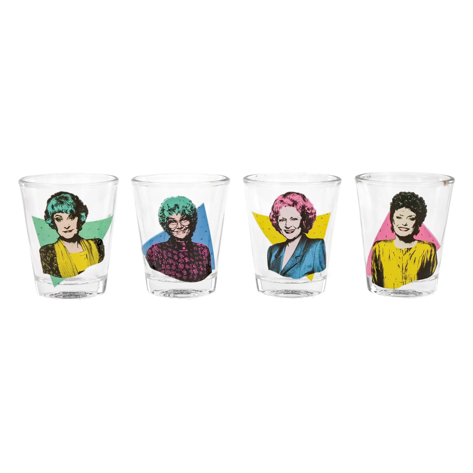 Licensed The Golden Girls 2oz Shot Glass Set of 4, Stylish Drinkware, Funny Glass Cup, Beverage Holders for Bar Use, Drinking Glasses