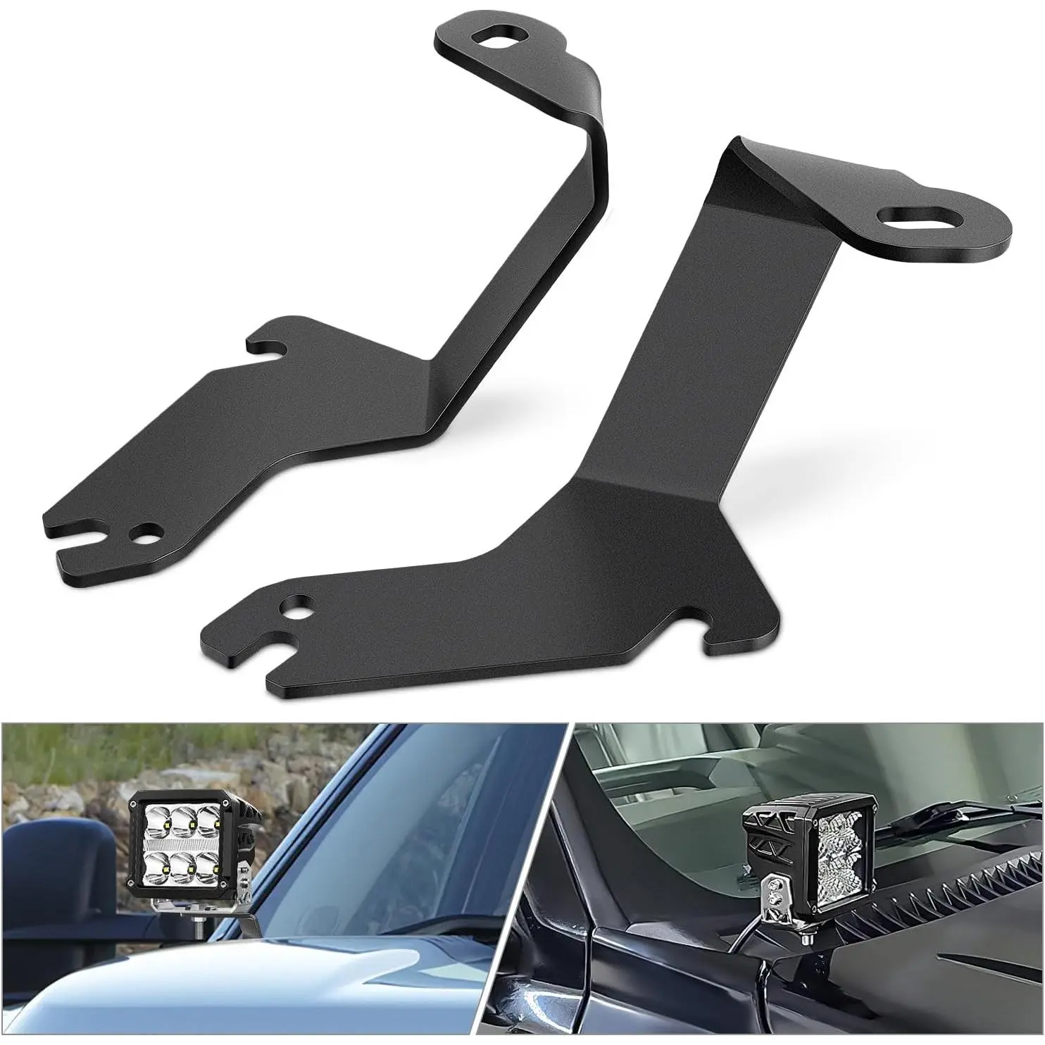 Ditch Light Brackets Hood Hinges Mount Bracket Kit for Auxiliary Offroad LED Pod Work Lighting on 1999-2006 Chevrolet Silverado Tahoe Suburban GMC Sierra Yukon
