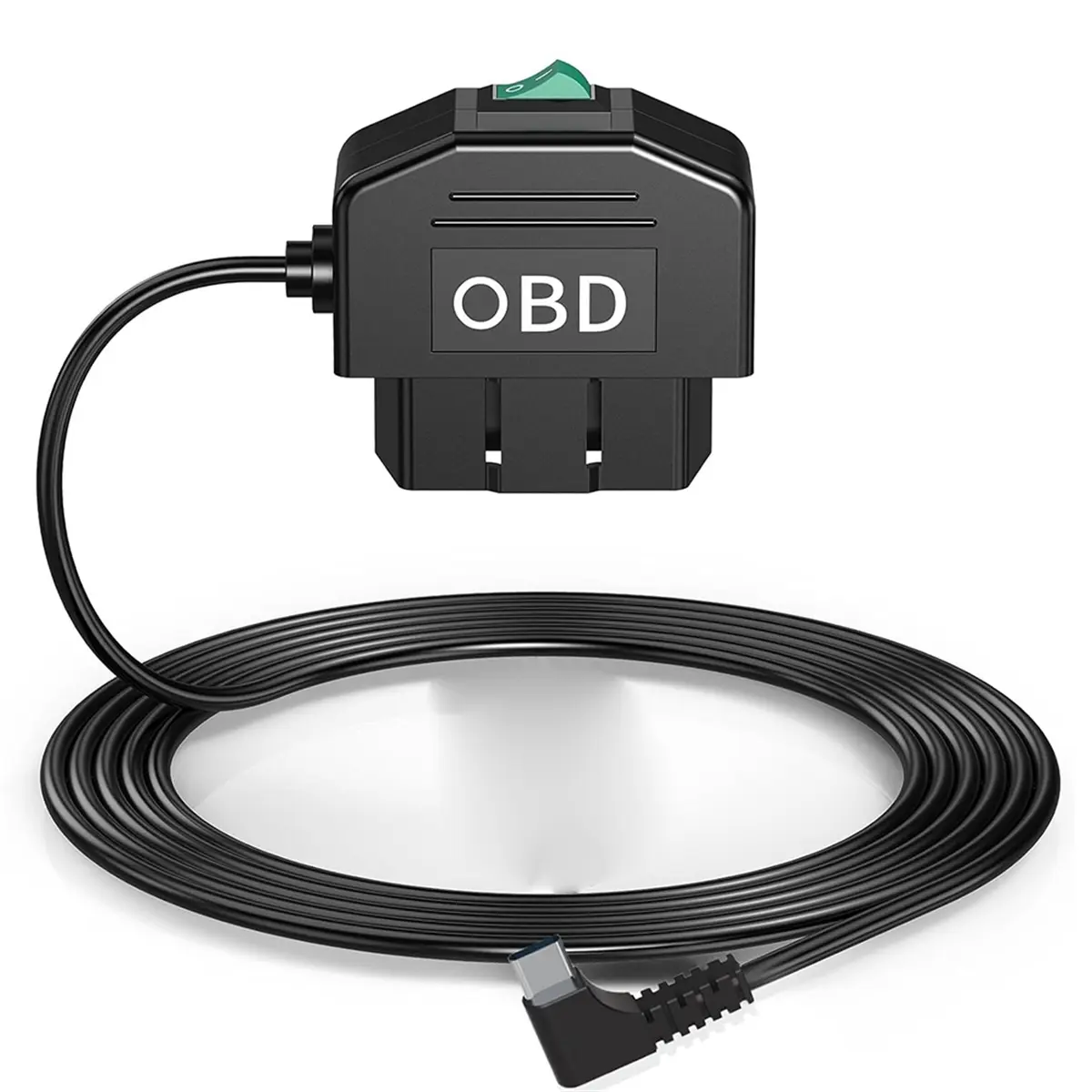 OBD Hardwire Kit for Dashboard Cam - 11.5 ft Black Plug-and-Play USB Type-C Power Cable, Low Voltage Protection, 24-Hour Parking & ACC Modes, Compatible with 12V-24V Vehicle OBD Ports