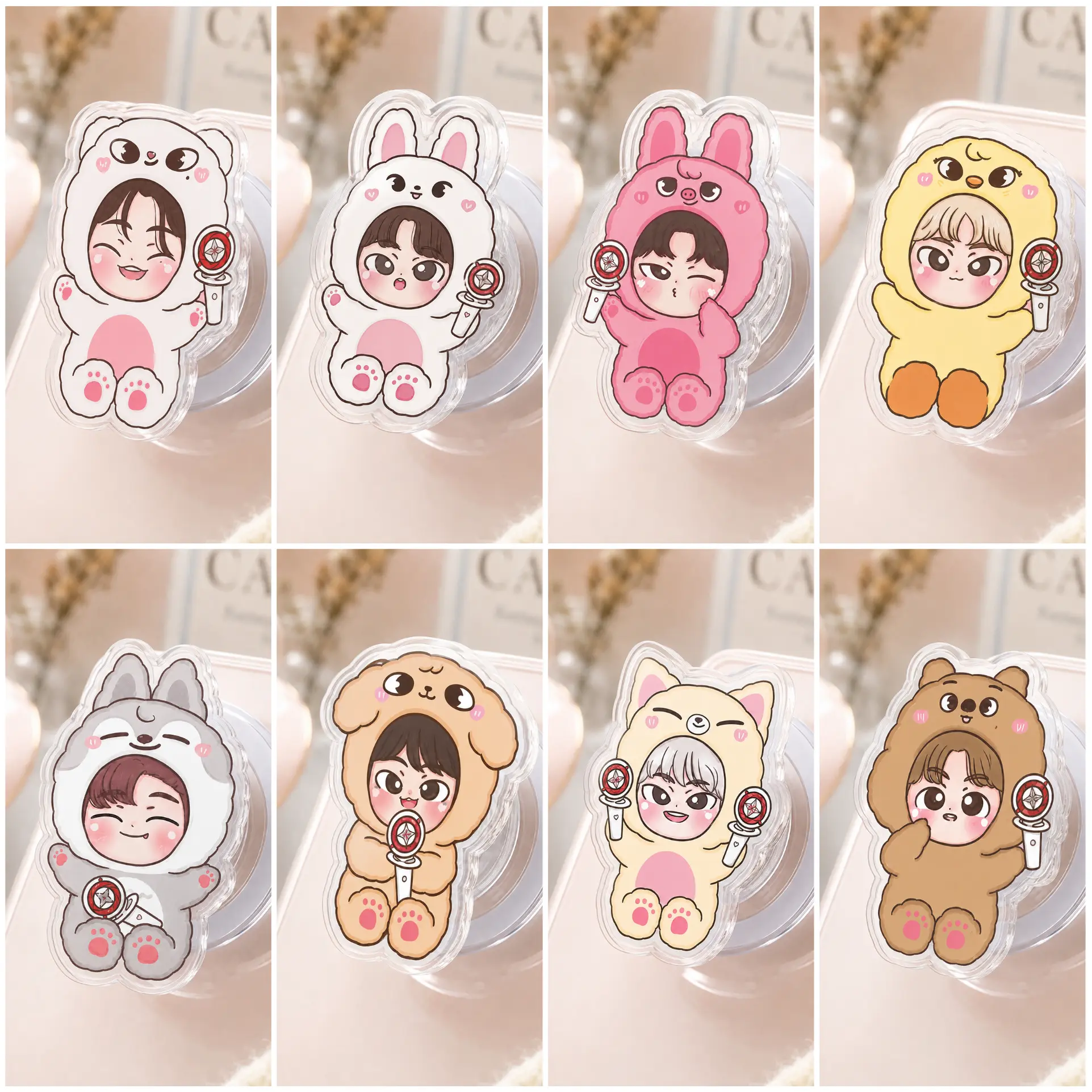 SKBOO Cute Character MagSafe Phone Grip - K-pop Inspired Plush Animal Holder, Magnetic Ring Included, Perfect Gift for Fans - Adorable SKZBOO Animal