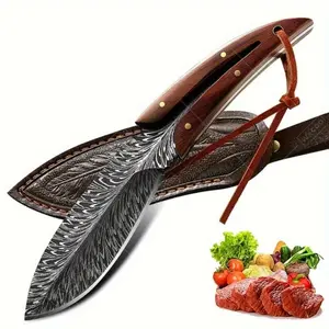 Small feather knife, professional kitchen knife with cover, forged carving knife, suitable for kitchen barbecue, kitchen knife