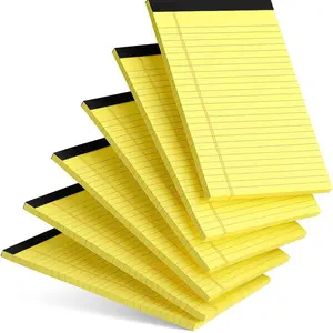 Small Legal Pads 5x8 Inch, 6 Pack Writing Pads, College Ruled Perforated Notepads, Narrow Ruled Paper Note Pads for School, Office, Study, Back-to-School Supplies – Yellow