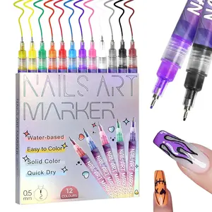 Cutics 12 Color Nails Doodle Pen for DIY Nail Art Quick Drying Acrylic Painting and 3D Dot Embroidery MMA Acrylic Nail Marker On Nails Quick Drying Dot Stitching Nail Art Pen Home Salon DIY Use Nail Care Manicure Polish Cosmetic Smooth days