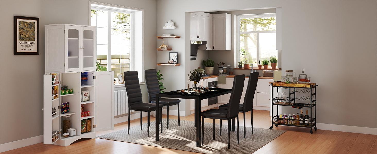 【2 Packages Shipping】Gizoon Glass Dining Table Sets for 4, 5 Piece Kitchen and Chairs Set for 4 Person PU Leather Modern Room Sets for Home Kitchen Living Room Space-Saving Apartment