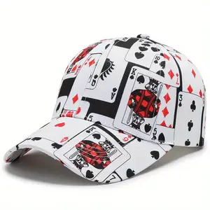 Unisex Poker Print Baseball Cap Outdoor Sport Adjustable Sunscreen Leisure Hat Travel Tourism Beach Vacation