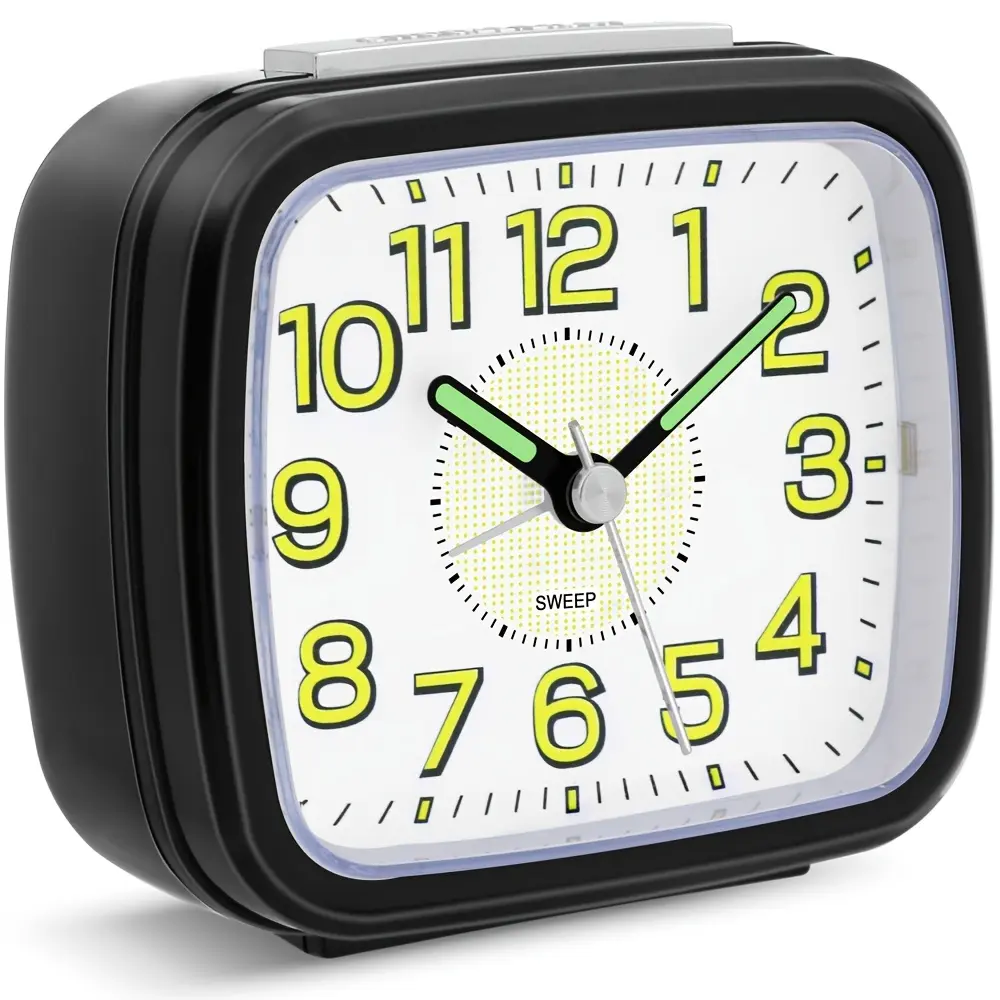 1pc Alarm Clocks Bedside Non-Ticking Battery-Powered Silent Large Dial, Table Clocks for Bedrooms, Snooze, Night Light, Loud Crescendo Alarm, Multifunctional Battery Operated Alarm Clock