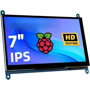 7 Inch Screen for Raspberry Pi, 1024x600 IPS HDMI Capacitive Screen LCD Display, Mini Portable  Compatible with Raspberry Pi 5/4/3  Black Banana Pi Win11/10/8/7 (Non-)