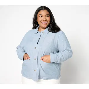 Denim & Co. Naturals Linen Blend Cross Hatch Topper