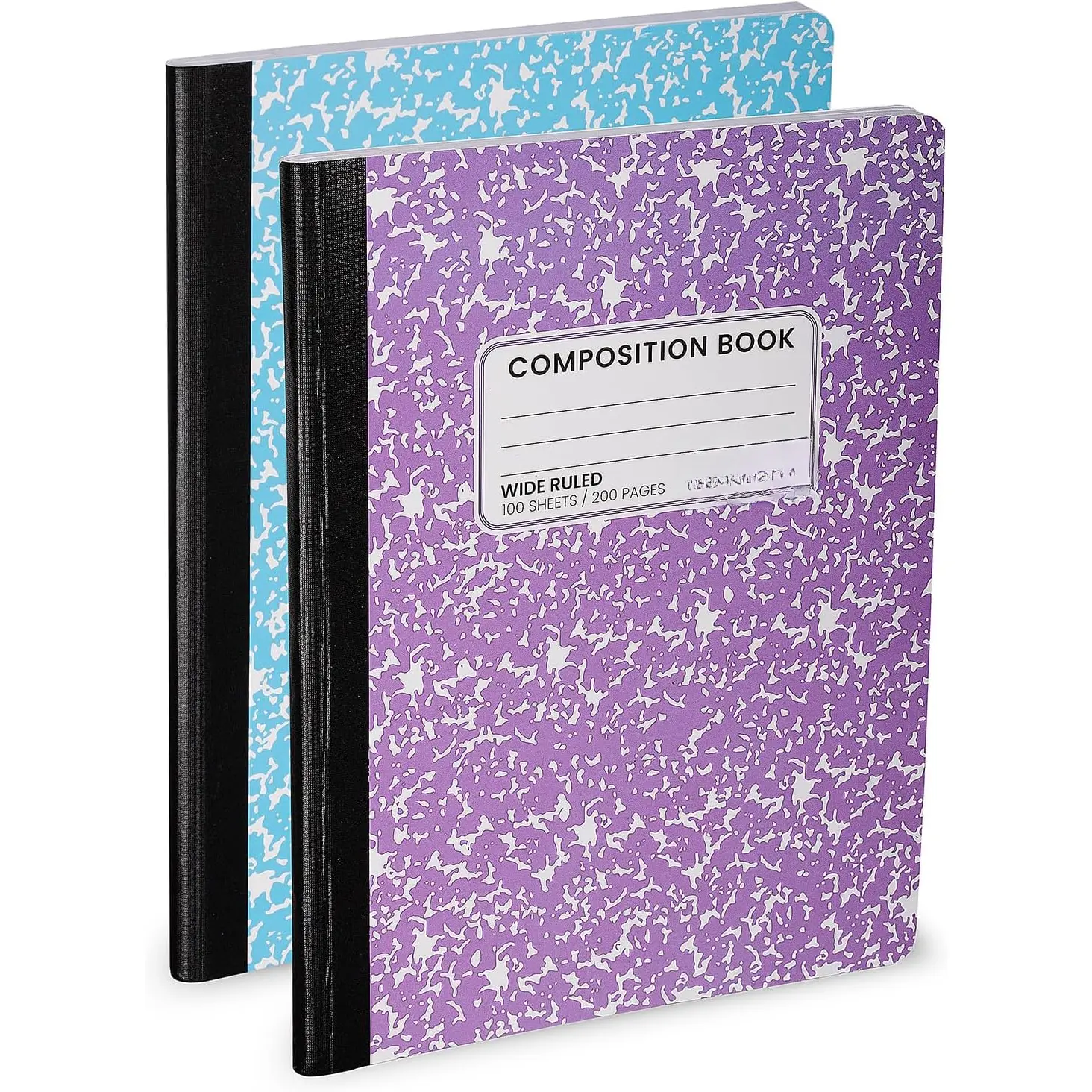 Hardcover Wide Ruled Composition Notebook - Bright Colors, 100 Sheets, 200 Pages, 9.75 x 7.5 in - For School, Office, Note-Taking - 2 Pack