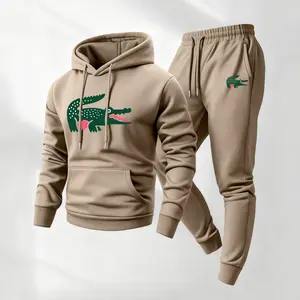 Men's Funny Crocodile Print Hoodie and Drawstring Sweatpants Set,Menswear,Casual Athletic Long Sleeve Hooded Jacket & Trousers for Fall & Winter,Men's Clothing for Daily Wear,Sportswear Indoor Outdoor,Tracksuit, Athleisure Summer Clothes