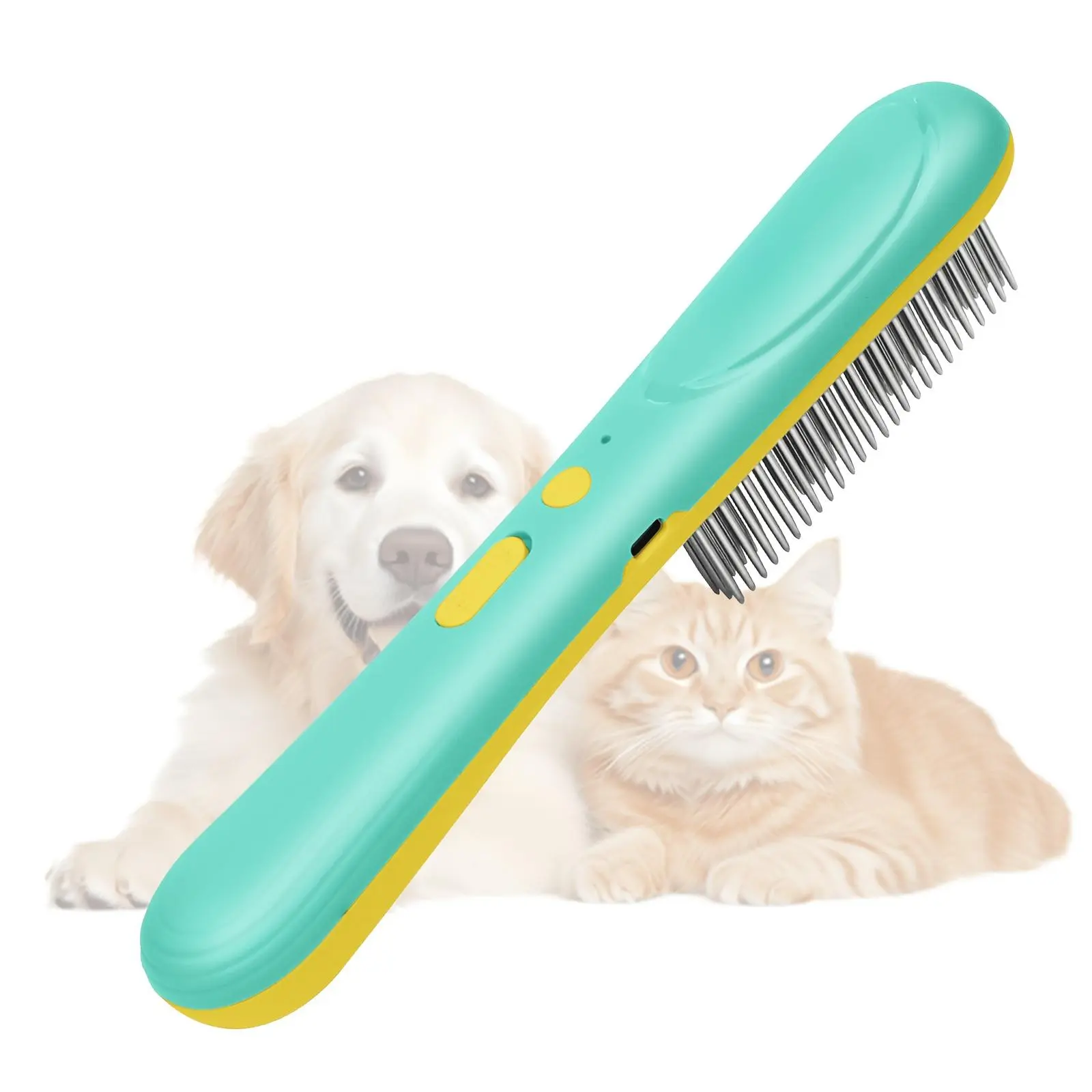 3-Row Stainless Steel Antistatic Teeth Flea and Tick Comb with Steel Handle - Professional Grooming Tool for Cats, Long-Haired Pets - Flea Removal, Hair Detangling (One Size Fits All), Three Rows