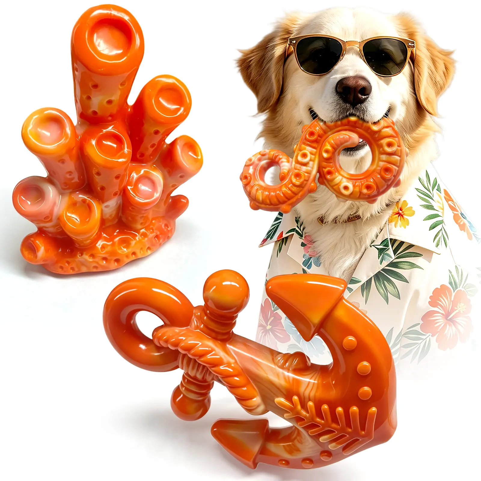 Fuufome 3 Pack Indestructible Dog Chew Toys for Aggressive Chewers – Durable Nylon Tough Toys for Medium & Large Dogs, Long-Lasting Interactive Toys That Relieve Anxiety, Boredom & Clean Teeth