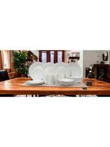 212 MAIN Stylish Chip-Resistant 16-Piece Round Bone China Dinnerware Service Set - Service for 4, Includes Plates, Bowls, Mugs, White Tableware