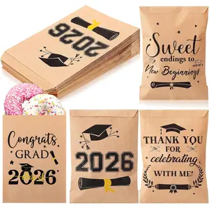 100 count 2026 Graduation Party Favors for Guests  Paper  Bags Bulk Graduation Favor Cookie  Bags for Snack Candy Cookie(Retro)