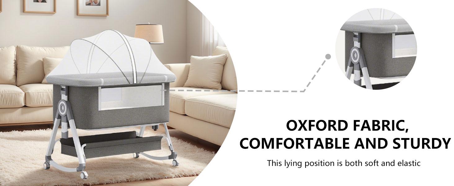 Baby Bassinet,3 in 1 Baby Bassinets Bedside Sleeper with Wheels and Mosquito Net,Bedside Bassinet for Baby with Comfy Mattress, Mattress&Breathable Mesh,Storage Basket Adjustable 3-in-1