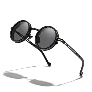 Men's Adjustable Polarized Round Sunglasses - Lightweight Durable, Trendy Vintage Steampunk Industrial Design, UV Protection, 2026 Fashion Pick, Ideal for Driving, Lightweight Durable Sunglasses, Trendy Vintage Sunglasses