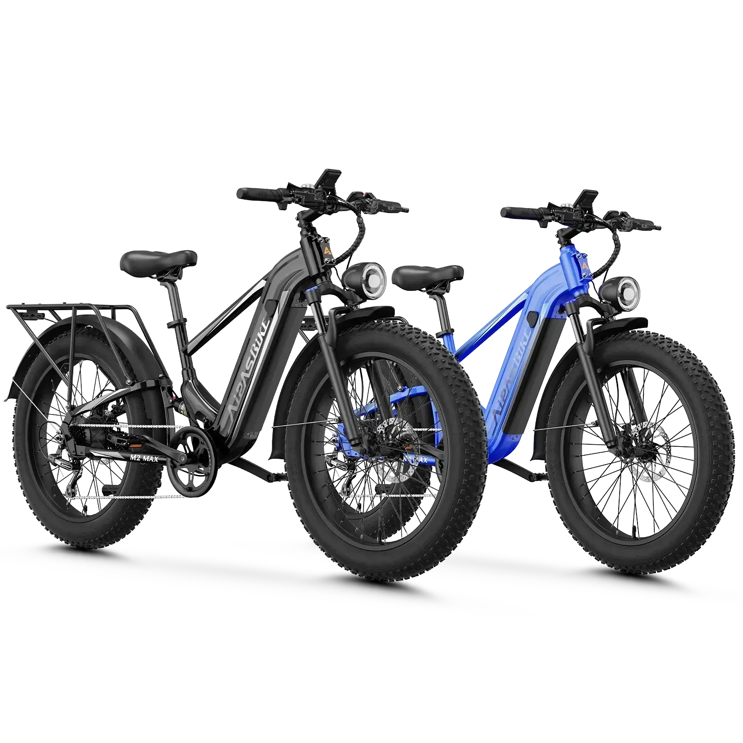 Aipas M2 Max Fat Tire Ebike Combo Sale - 2 All Terrain Bicycles with 1800W Motor, Full Suspension for Adventure Biking, Lightweight Alloy