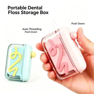 2026 NEW Automatic Pop-Up Dental Floss Storage Box – Portable Organizer Included 10Pieces Dental Floss, Refillable Dispenser for Floss Picks, Travel Accessory, One-Button Press for Travel and Home Use