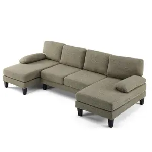 Karlhome 141 Inch & 111 Inch Chenille Deep Seat Loveseat Sofa, Stylish Compact Creamy Cloud Design for Living Room & Bedroom Small Spaces Home Furniture,Summervibes,1