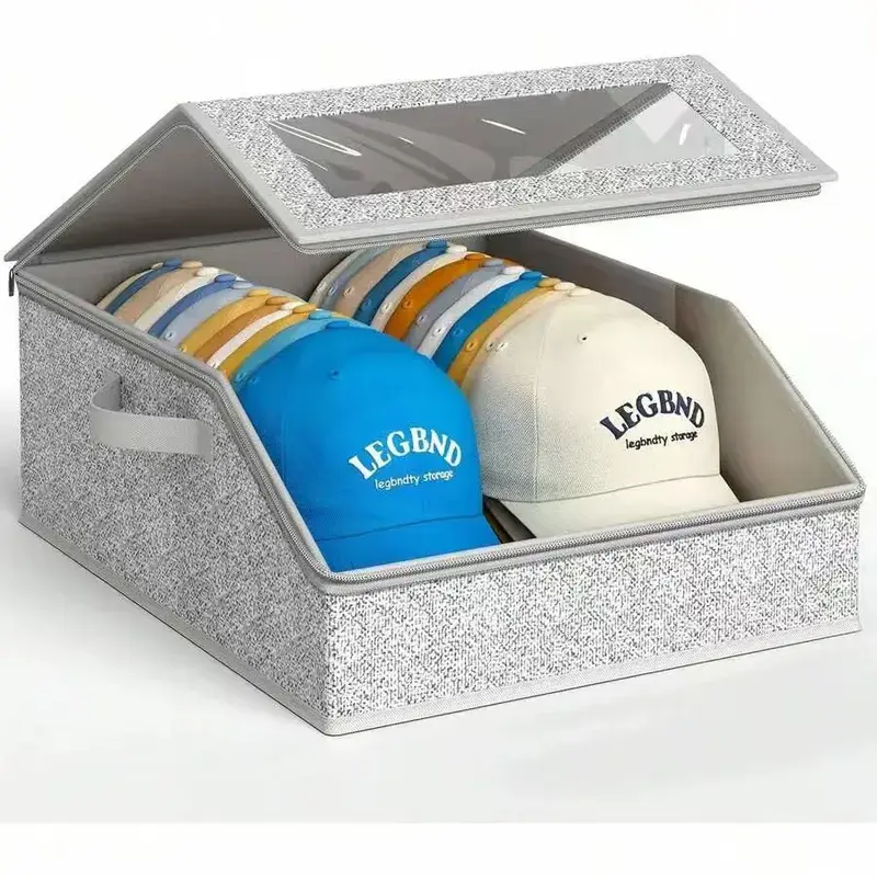 Sturdy Hat Storage Baseball Caps, Holds Up To 24 Caps Hat Organizer Closet, Bedroom, Wide Hat Box With Cardboard