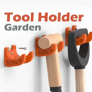 Garden Tool Holder Sturdy Storage Rack for Organizing and Hanging Gardening Tools with Durable Orange Hooks for Indoor & Outdoor Use